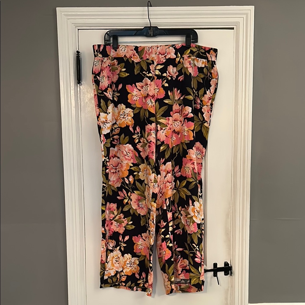 LOFT Multicolor Floral Print Wide Leg Pants